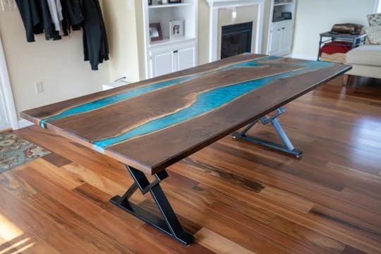 TUZECH Incredible Double River Epoxy Resin Dining Table Coffee Table Living Room Table Console Table Patio Table Conference Table Kitchen Table Bar Counter Table Home Décor - resinhomefurniture