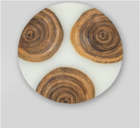 TUZECH Large EPOXY , Resin Lazy Susan with Blue epoxy, Table Centerpiece, Kitchen Art, Home Decor, Wedding Gift 18''Inches - resinhomefurniture