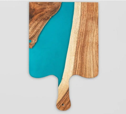 TUZECH Large EPOXY Tray , Resin River Live Edge Wood Tray, Resin Serving Tray, Epoxy Serving Tray,, Center Dining Table (16 x 10 inches) - resinhomefurniture