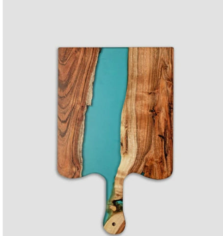 TUZECH Large EPOXY Tray , Resin River Live Edge Wood Tray, Resin Serving Tray, Epoxy Serving Tray,, Center Dining Table (16 x 10 inches) - resinhomefurniture