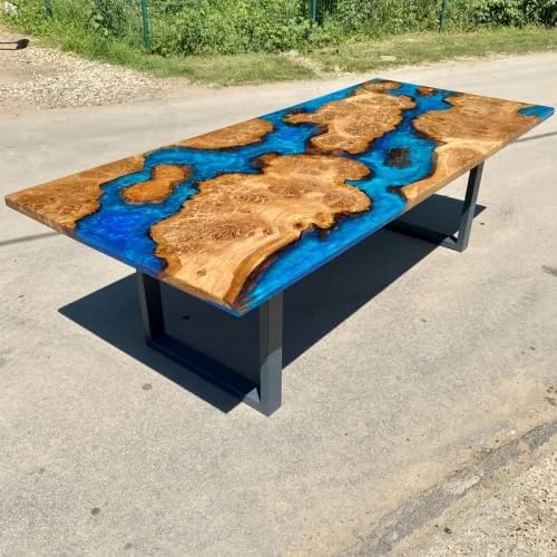 TUZECH Large Indoor Blue Ocean Flow Look Epoxy Dining Table Resin Coffee Table Living Room Table for 2, 4, 6, 8 Epoxy Table Top Resin Epoxy Table Home Décor - resinhomefurniture