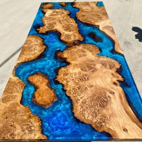 TUZECH Large Indoor Blue Ocean Flow Look Epoxy Dining Table Resin Coffee Table Living Room Table for 2, 4, 6, 8 Epoxy Table Top Resin Epoxy Table Home Décor - resinhomefurniture