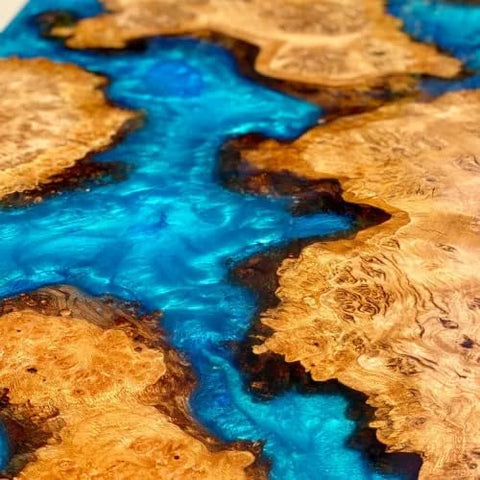 TUZECH Large Indoor Blue Ocean Flow Look Epoxy Dining Table Resin Coffee Table Living Room Table for 2, 4, 6, 8 Epoxy Table Top Resin Epoxy Table Home Décor - resinhomefurniture
