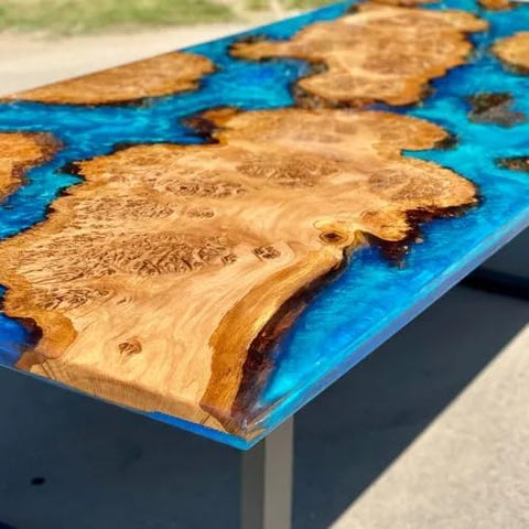 TUZECH Large Indoor Blue Ocean Flow Look Epoxy Dining Table Resin Coffee Table Living Room Table for 2, 4, 6, 8 Epoxy Table Top Resin Epoxy Table Home Décor - resinhomefurniture