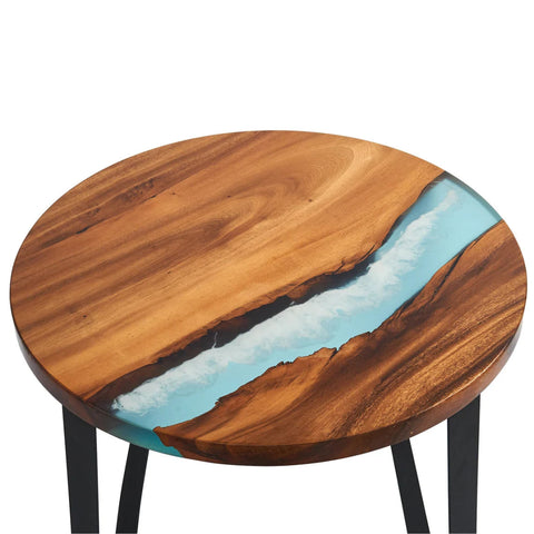 TUZECH Large Indoor Blue Round Table Resin Coffee Table River Table Living Room for 2, 4, 6, 8 Table Top Counter Top Luxury Table Side/End Table Home Décor Wall Art - resinhomefurniture