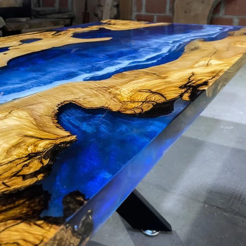 TUZECH Large Indoor River Table Epoxy Dining Table Resin Coffee Table Ocean Table Living Room for 2, 4, 6, 8 Table Epoxy Table Top Patio Table Counter Table Wall Art - resinhomefurniture