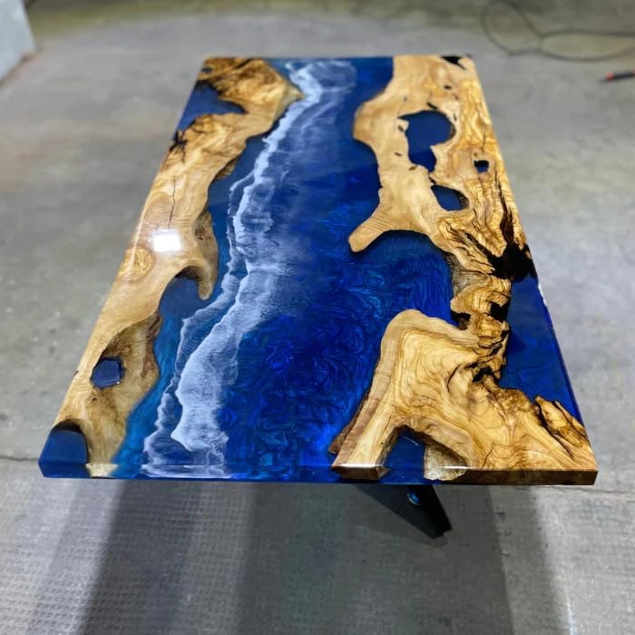 TUZECH Large Indoor River Table Epoxy Dining Table Resin Coffee Table Ocean Table Living Room for 2, 4, 6, 8 Table Epoxy Table Top Patio Table Counter Table Wall Art - resinhomefurniture