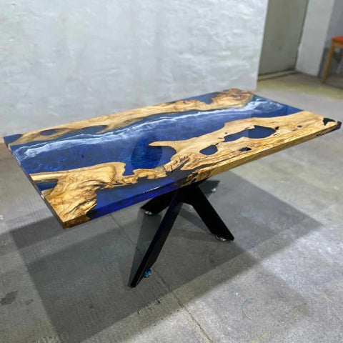 TUZECH Large Indoor River Table Epoxy Dining Table Resin Coffee Table Ocean Table Living Room for 2, 4, 6, 8 Table Epoxy Table Top Patio Table Counter Table Wall Art - resinhomefurniture