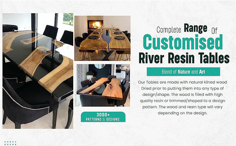 TUZECH Large Indoor River Table Epoxy Dining Table Resin Coffee Table Ocean Table Living Room for 2, 4, 6, 8 Table Epoxy Table Top Patio Table Counter Table Wall Art - resinhomefurniture