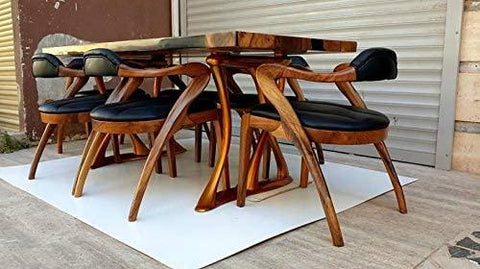 TUZECH Live Edge Dining Table,Epoxy Table,Resin River Table,Live Edge Table,Dining Room Table,Live Edge Wood Slab,Resin Dining Table Wood (70x34 Inches) - resinhomefurniture