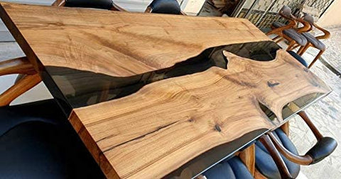 TUZECH Live Edge Dining Table,Epoxy Table,Resin River Table,Live Edge Table,Dining Room Table,Live Edge Wood Slab,Resin Dining Table Wood (70x34 Inches) - resinhomefurniture