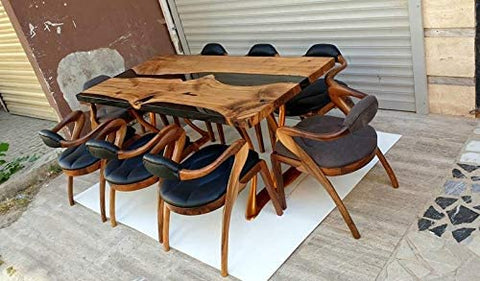 TUZECH Live Edge Dining Table,Epoxy Table,Resin River Table,Live Edge Table,Dining Room Table,Live Edge Wood Slab,Resin Dining Table Wood (70x34 Inches) - resinhomefurniture