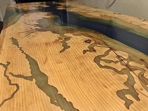 TUZECH Live Edge Resin River Dining Table Beautiful Handmade Live Edge Walnut Coffee Table, Kitchen, Dining Table (96 x 48 x 30 Inches) - resinhomefurniture