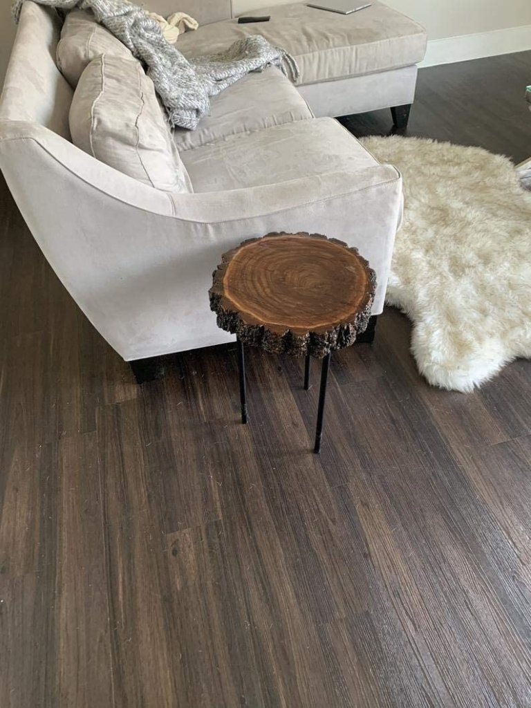 TUZECH Live Edge Round end Table Beautiful Handmade Live Edge Walnut Coffee Table, Kitchen, Dining Table, Walnut Dine Table (22.5X16X2.25 Inches) - resinhomefurniture