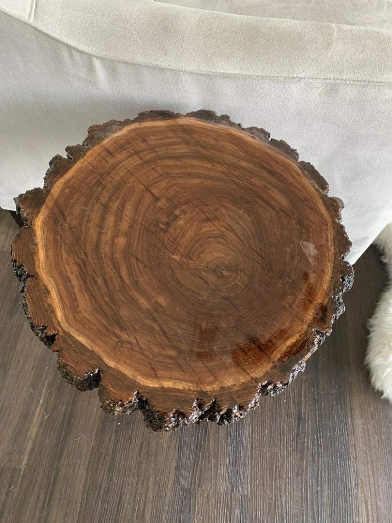 TUZECH Live Edge Round end Table Beautiful Handmade Live Edge Walnut Coffee Table, Kitchen, Dining Table, Walnut Dine Table (22.5X16X2.25 Inches) - resinhomefurniture