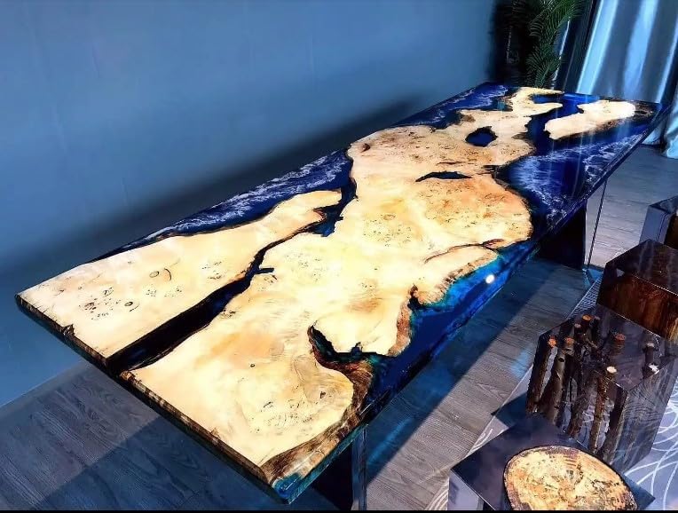 TUZECH Natural Wood Classic Ocean Mountain Look Resin Epoxy Table Coastal Table Top Dining Table Coffee Table Side/End Table Home Décor - resinhomefurniture