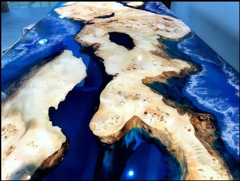 TUZECH Natural Wood Classic Ocean Mountain Look Resin Epoxy Table Coastal Table Top Dining Table Coffee Table Side/End Table Home Décor - resinhomefurniture