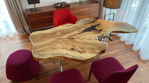 TUZECH Natural Wood Live Edge Realistic Wooden Table Dining Table Top Conference Table Coffee Table Side/End Table Home Décor Patio Table Bar Counter Top Wall Art - resinhomefurniture