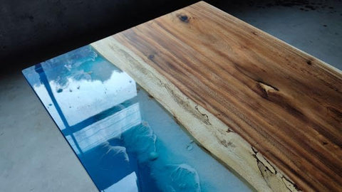 TUZECH Natural Wood Resin Epoxy Realistic River Look with Waves Table Coastal Table Top Dining Table Coffee Table Side/End Table Home Décor - resinhomefurniture