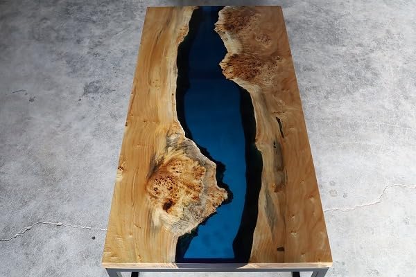 TUZECH Natural Wood Resin Unique Transparent River Look Epoxy Table Coastal Table Top Dining Table Coffee Table Side/End Table Home Décor - resinhomefurniture