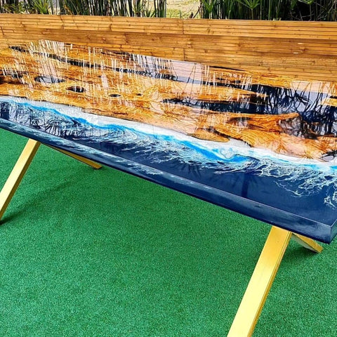 TUZECH Nebula Blue Epoxy Resin Dining Table Coffee Table Kitchen Table Office Table Conference Table Living Room Console Table Table End/Side Table Patio Table Home Décor - resinhomefurniture