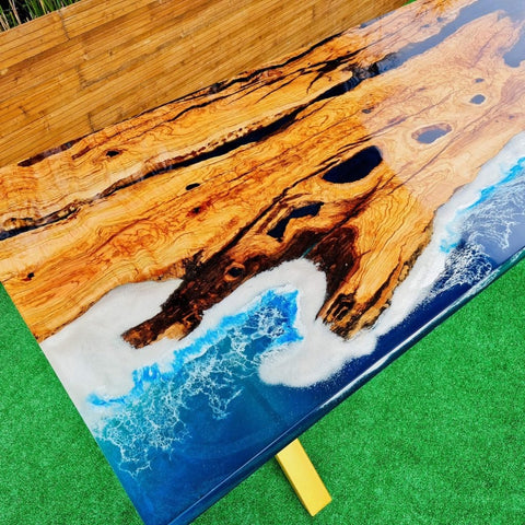 TUZECH Nebula Blue Epoxy Resin Dining Table Coffee Table Kitchen Table Office Table Conference Table Living Room Console Table Table End/Side Table Patio Table Home Décor - resinhomefurniture