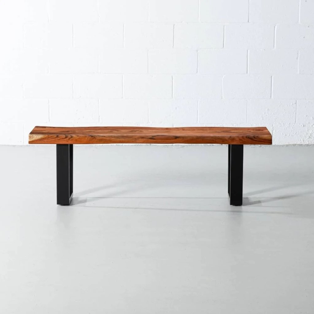 TUZECH Personalized Large Live Edge Stool, Wooden Live Edge Bench, Bedroom Bench, Modern, Live Edge Bench, Wood Bench, with 16.5" U Shaped Legs - resinhomefurniture