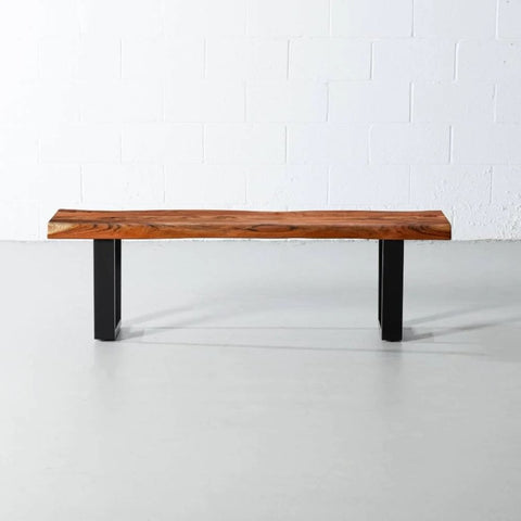TUZECH Personalized Large Live Edge Stool, Wooden Live Edge Bench, Bedroom Bench, Modern, Live Edge Bench, Wood Bench, with 16.5" U Shaped Legs - resinhomefurniture