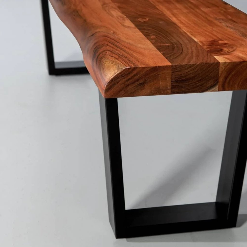 TUZECH Personalized Large Live Edge Stool, Wooden Live Edge Bench, Bedroom Bench, Modern, Live Edge Bench, Wood Bench, with 16.5" U Shaped Legs - resinhomefurniture