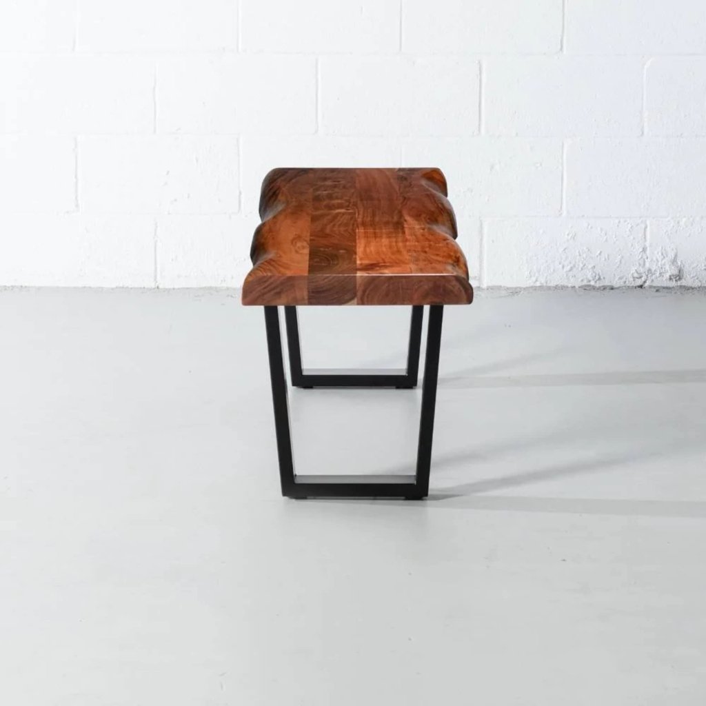 TUZECH Personalized Large Live Edge Stool, Wooden Live Edge Bench, Bedroom Bench, Modern, Live Edge Bench, Wood Bench, with 16.5" U Shaped Legs - resinhomefurniture