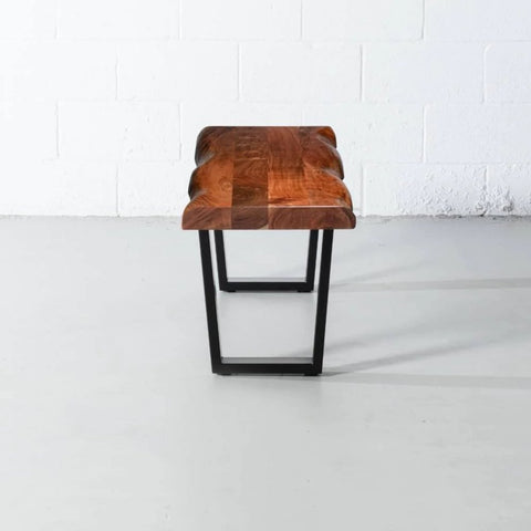 TUZECH Personalized Large Live Edge Stool, Wooden Live Edge Bench, Bedroom Bench, Modern, Live Edge Bench, Wood Bench, with 16.5" U Shaped Legs - resinhomefurniture
