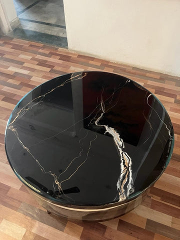 Unique Dark Blue Epoxy with Customised Multi Colour Epoxy Line Epoxy Coffee Table End Table Bar Counter Top Living Room Table Wall Art Wooden Table. Size 32.5 by 32.5 Inches with Legs 12" Inches - resinhomefurniture