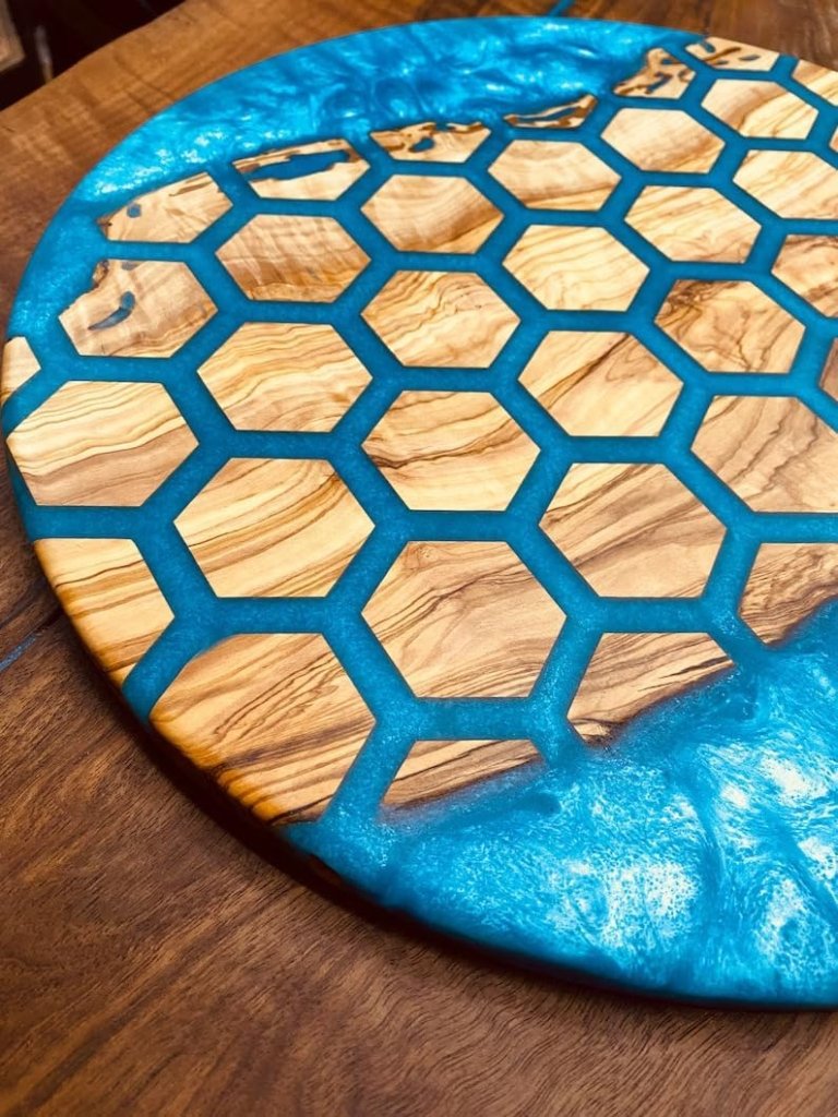 unique - indoor - hexagon - blocks - round - table - resin - coffee - table - river - living - room - table - for - 2 - 4 - 6 - 8 - table - top - counter - top - side - end - table - home - decor - walnut - table - resinhomefurniture