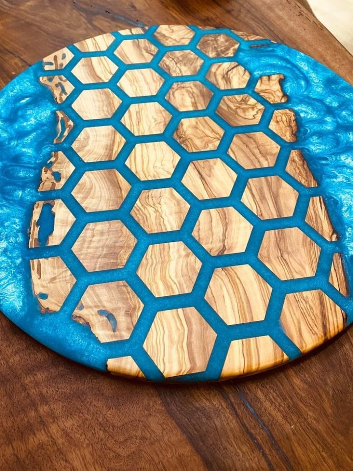 unique - indoor - hexagon - blocks - round - table - resin - coffee - table - river - living - room - table - for - 2 - 4 - 6 - 8 - table - top - counter - top - side - end - table - home - decor - walnut - table - resinhomefurniture