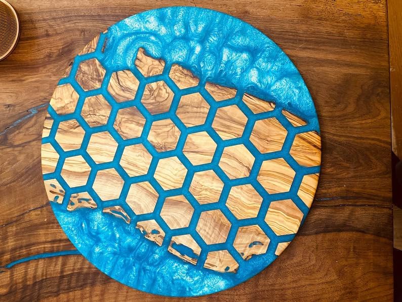 unique - indoor - hexagon - blocks - round - table - resin - coffee - table - river - living - room - table - for - 2 - 4 - 6 - 8 - table - top - counter - top - side - end - table - home - decor - walnut - table - resinhomefurniture