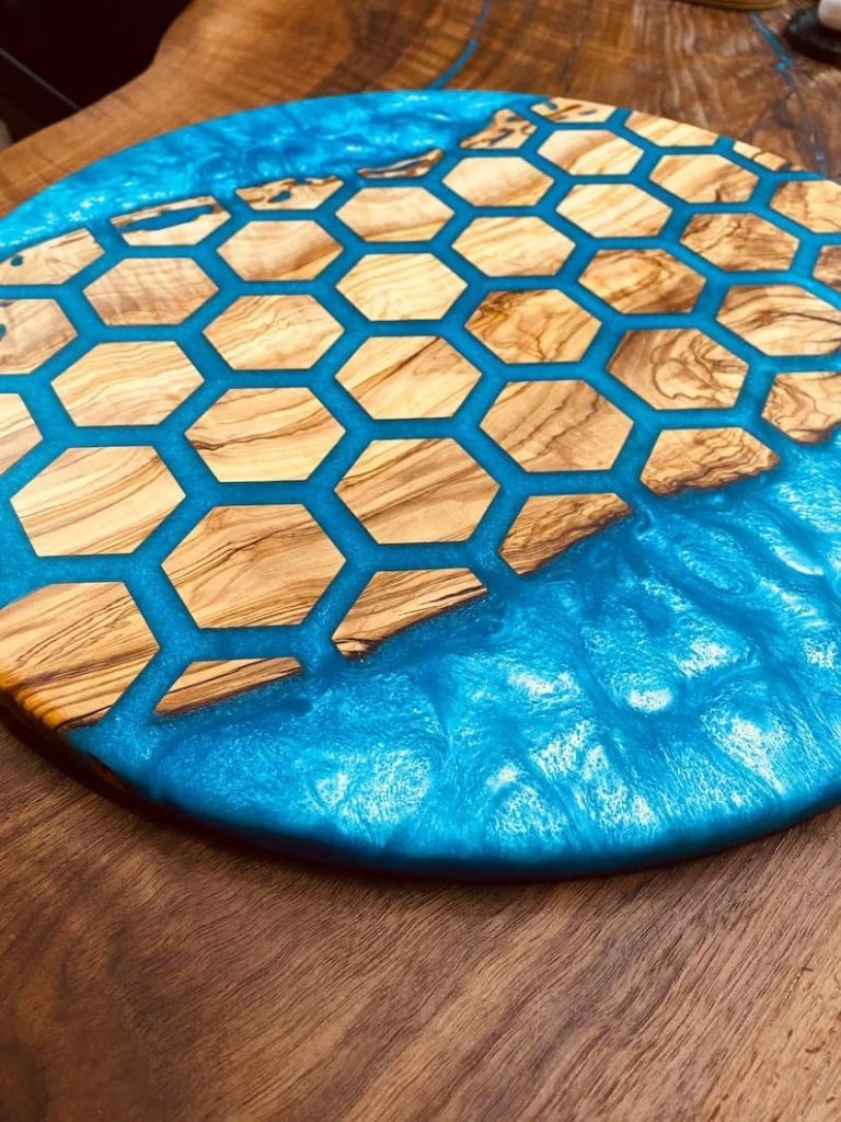 unique - indoor - hexagon - blocks - round - table - resin - coffee - table - river - living - room - table - for - 2 - 4 - 6 - 8 - table - top - counter - top - side - end - table - home - decor - walnut - table - resinhomefurniture